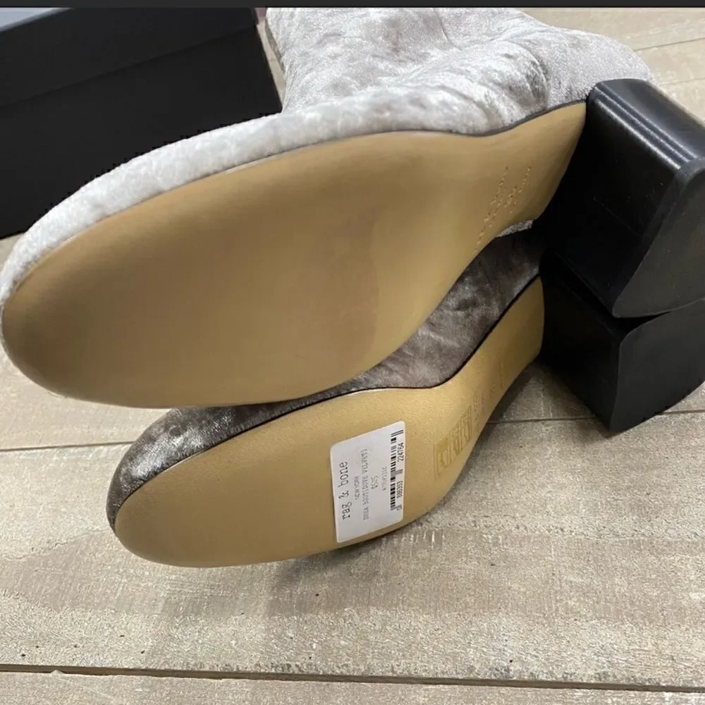 NIB rag & bone Drea Booties in Dove Velvet Size 6.5